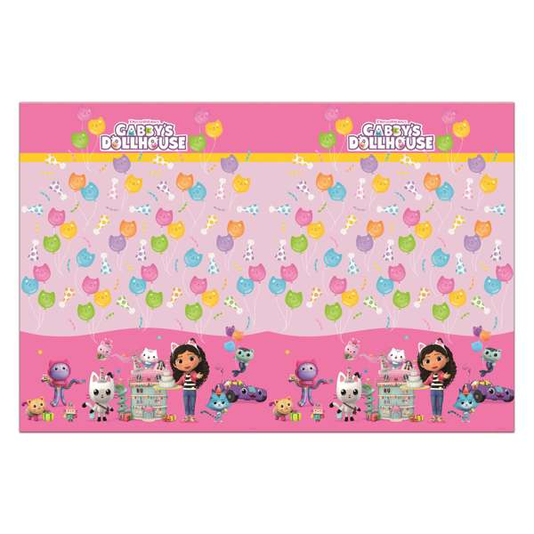 Tovaglia in plastica con grafica Gabby's Dollhouse per feste di compleanno o eventi a tema Gabby's Dollhouse per bambini.