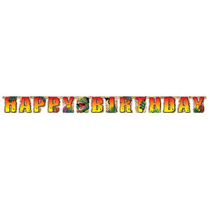 Festone con scritta "HAPPY BIRTHDAY" e T-Rex, lungo 2.2 metri. Perfetto per feste a tema dinosauri.