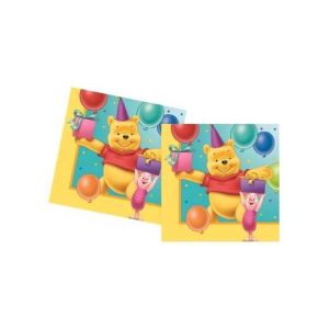 Confezione da 20 tovaglioli in carta a 2 veli da 33x33cm con l'immagine di Winnie The Pooh e i suoi amici. Perfetti per feste a tema Winnie The Pooh.