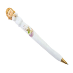 Penna in resina raffigurante una bimba in preghiera che celebra la comunione, ideale come bomboniera o regalo per la Prima Comunione.