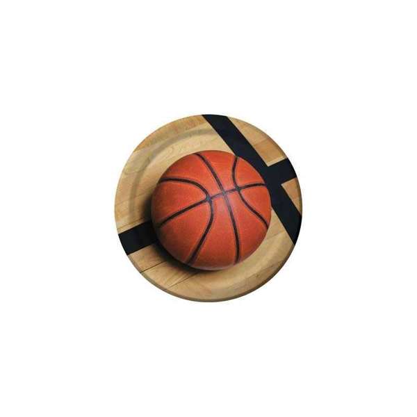 Piatti Festa Basket con design di campo da basket e palla da basket