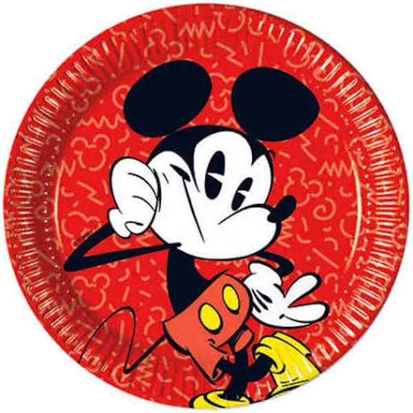Piatti Vintage Topolino 23cm con design vintage su sfondo rosso
