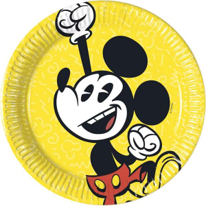 Piatti Vintage Topolino con design vintage su sfondo giallo