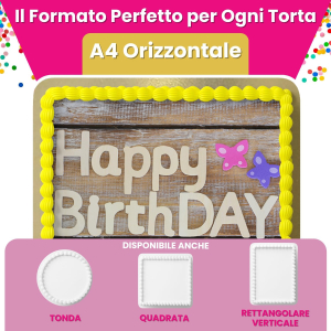 Cialda Per Torta Personalizzata Rettangolare Orizzontale - immagine 5