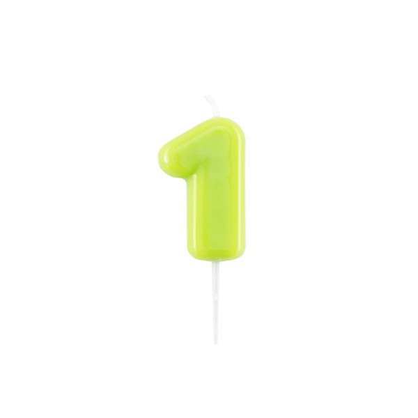 Candelina Glossy numero 1 verde lime laccata glossy per compleanni