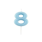 Candelina Glossy numero 8 celeste laccata glossy per compleanni