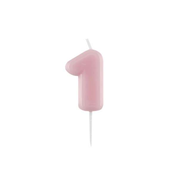 Candelina Glossy numero 1 rosa laccata glossy per compleanni