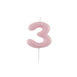 Candelina Glossy numero 3 rosa laccata glossy per compleanni