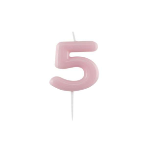 Candelina Glossy numero 5 rosa laccata glossy per compleanni