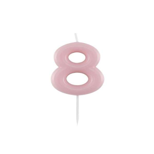Candelina Glossy numero 8 rosa laccata glossy per compleanni