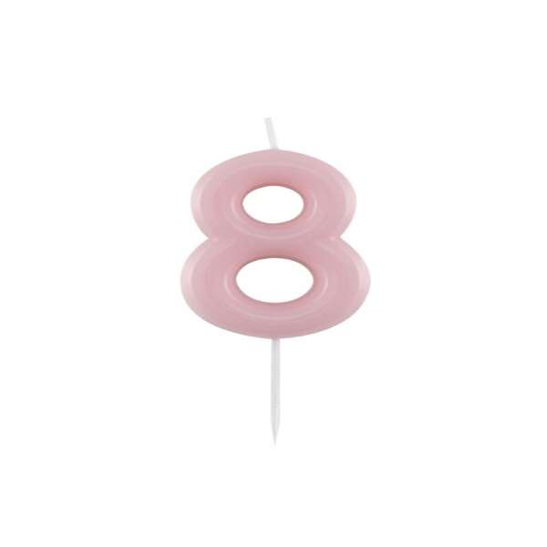 Candelina Glossy numero 8 rosa laccata glossy per compleanni