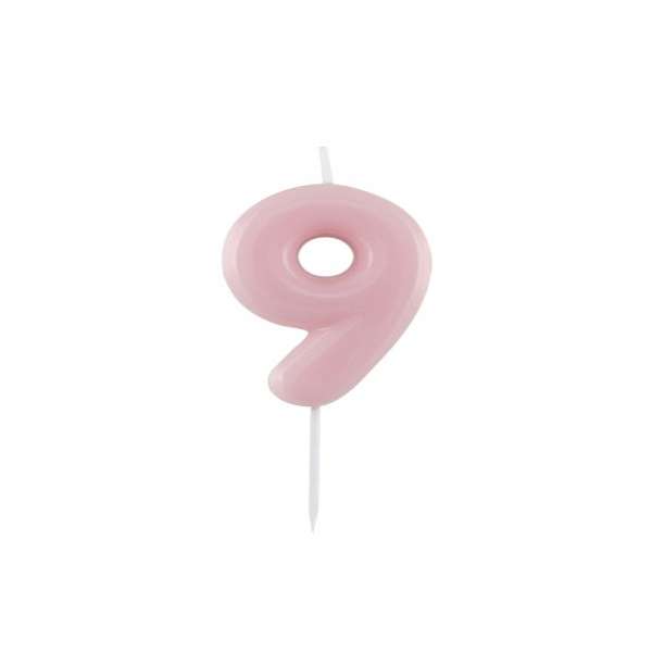 Candelina Glossy numero 9 rosa laccata glossy per compleanni