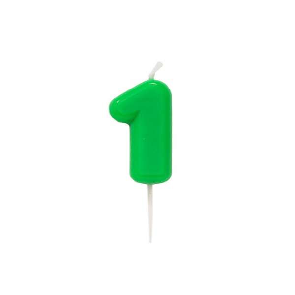 Candelina Glossy numero 1 verde laccata glossy per compleanni