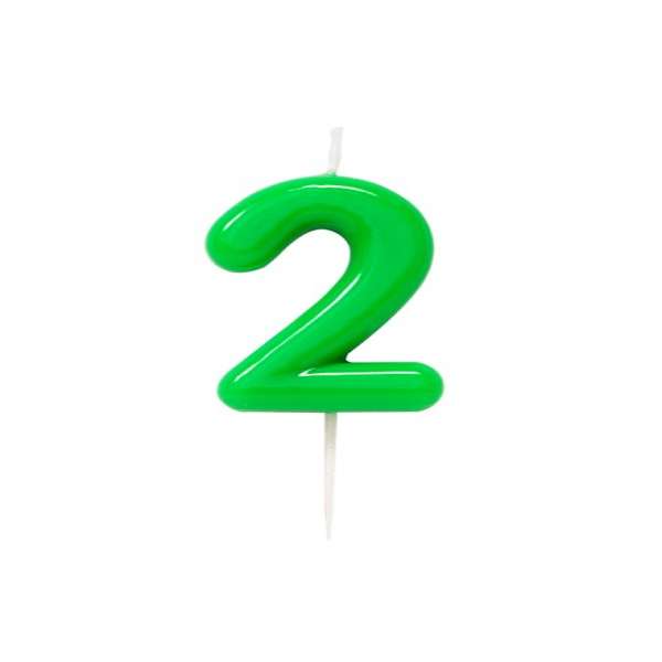 Candelina Glossy numero 2 verde laccata glossy per compleanni