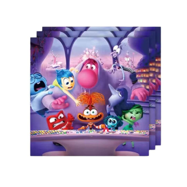 Tovaglioli Inside Out 2 - Design Personaggi Confezione da 20 Tovaglioli in carta con i personaggi e le scene iconiche del film Disney Pixar Inside Out 2. Perfetti per feste a tema, compleanni e allestimenti.
