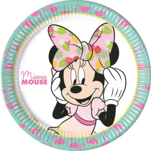 Piatti Minnie Mouse 23cm - 8pz, Decorati a Tema Tropicale