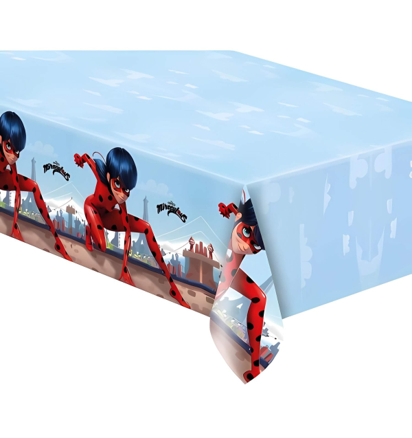 Tovaglia Miraculous Ladybug per feste a tema e compleanni Tovaglia Miraculous Ladybug 120x180 cm in plastica con Ladybug in azione
