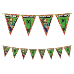 Festone Bandierine Minecraft 2,3 metri in cartoncino per compleanni e party a tema