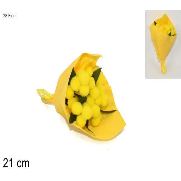 Bouquet Mimosa Artificiale 21 cm con 28 fiori per Festa della Donna e regali