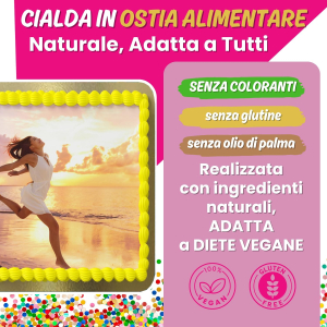 Cialda Per Torta Personalizzata Quadrata In Ostia Gluten Free - immagine 6