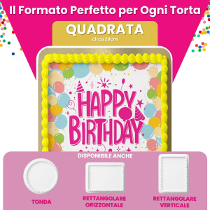 Cialda Per Torta Personalizzata Quadrata In Ostia Gluten Free - immagine 4