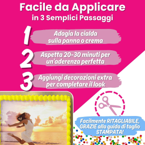 Cialda Per Torta Personalizzata Quadrata In Ostia Gluten Free - immagine 3